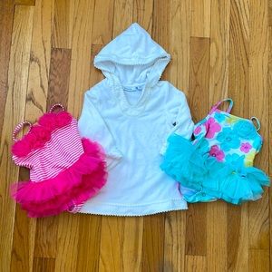 EUC Little Me Toddler Ruffle Swimsuit & Coverup Bundle- 12 months- Spring Break